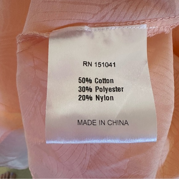 O.P.T. Peach Leaf Print River Midi Dress Size Medium - Picture 7 of 7